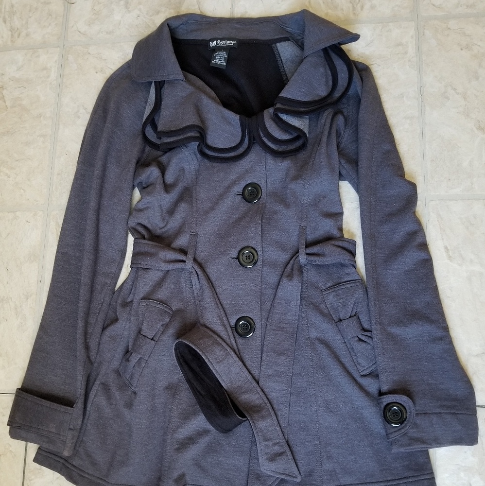 Self Esteem womens long charcoal gray coat